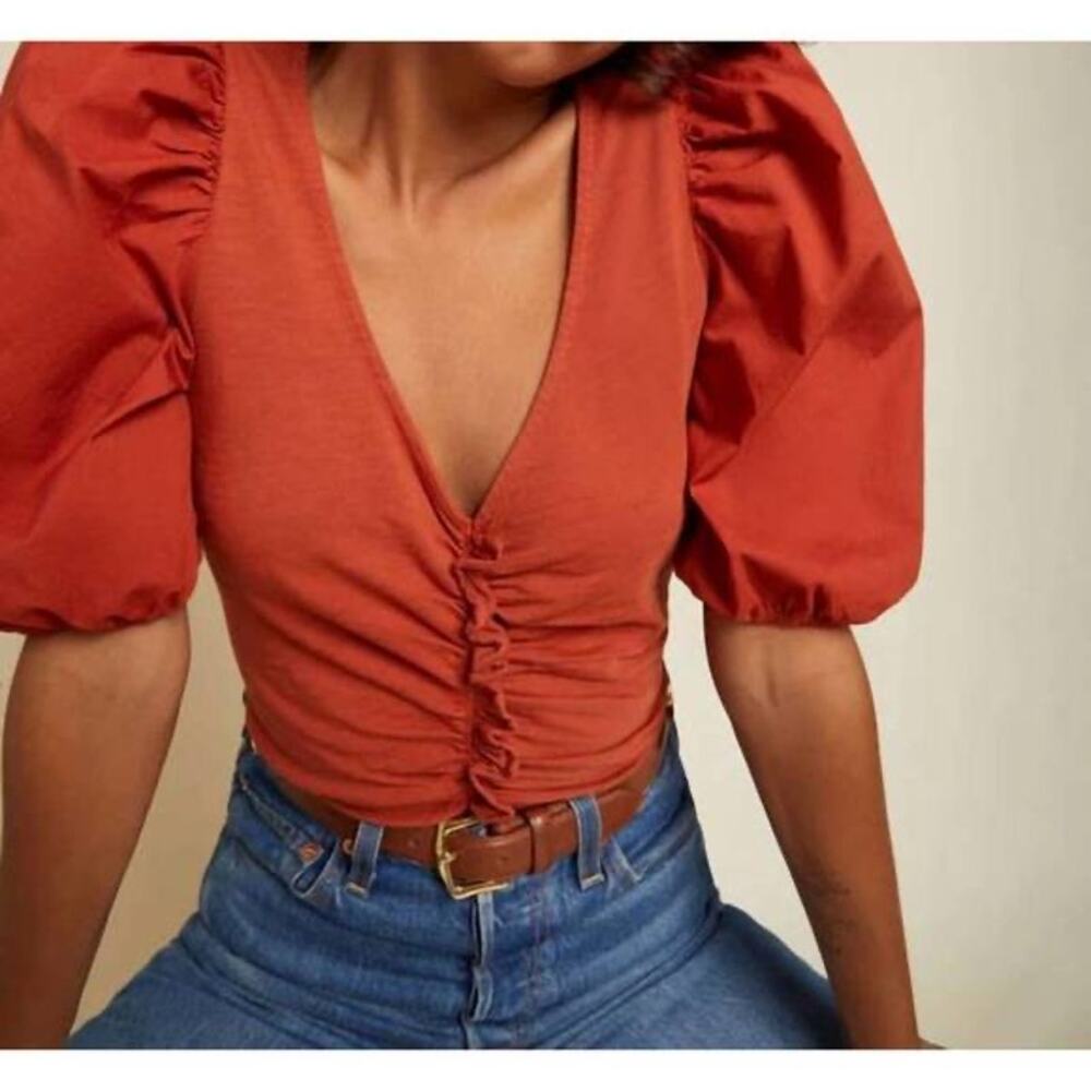 Nation LTD Women’s XS Giada Top Puff Sleeve Contemporary Feminine Going Out Top